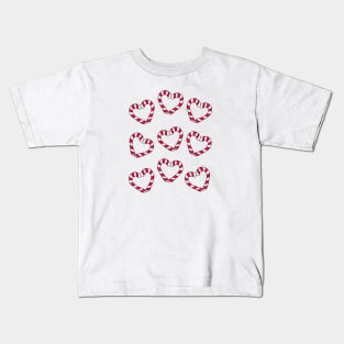 Christmas Candy Cane Hearts Cartoon Pattern, made by EndlessEmporium Kids T-Shirt